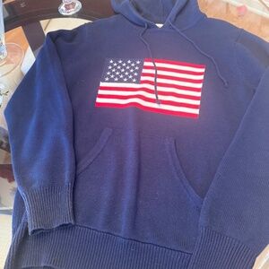XS hooded navy patriotic sweater